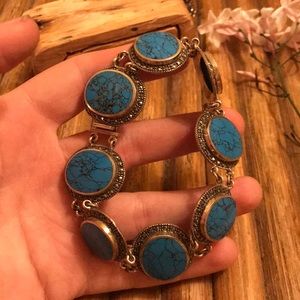 Sterling and faux turquoise bracelet